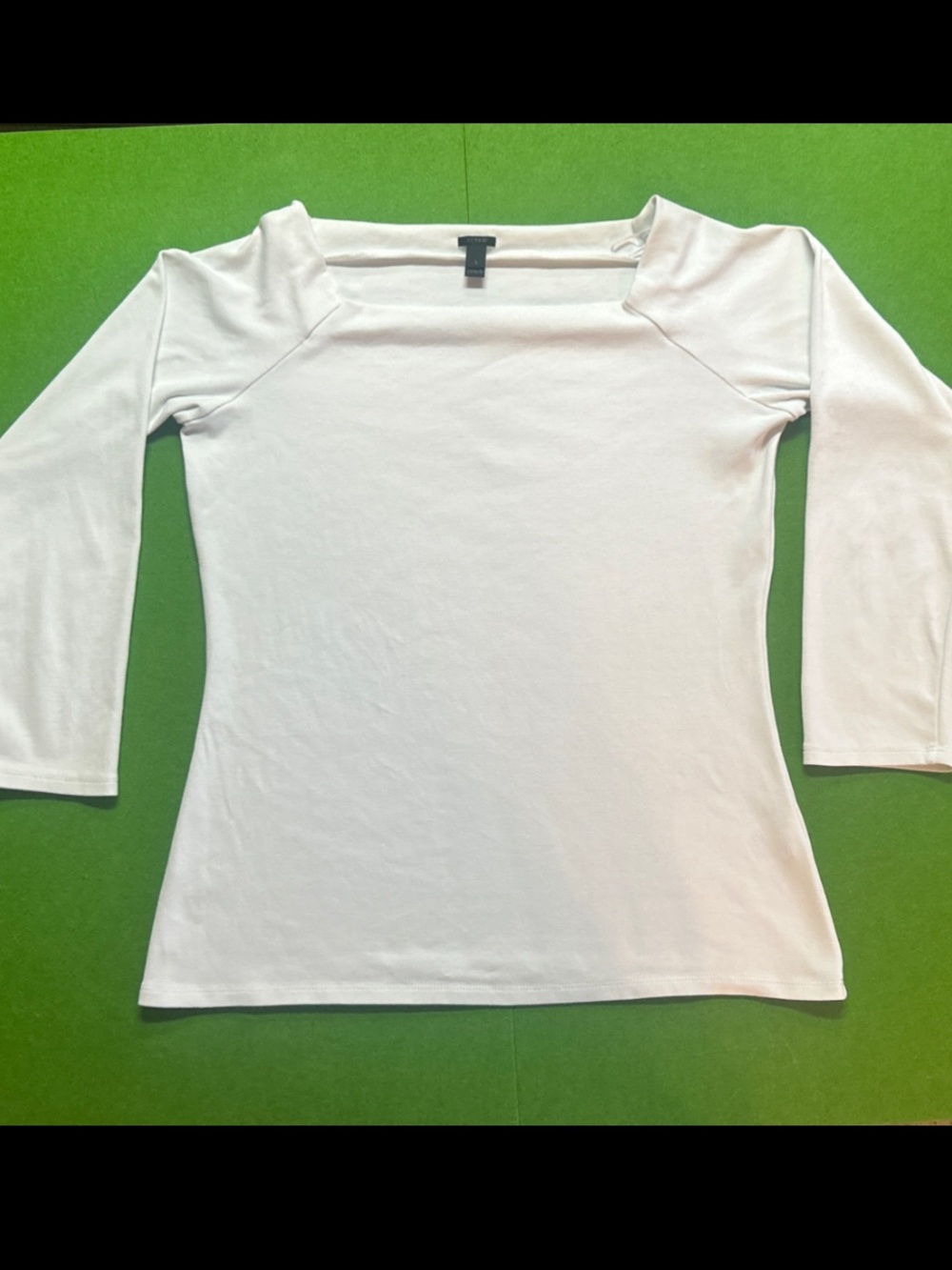 J.Crew Large Square Neck Top Ivory Long Sleeve Raglan Clean Girl Weekend Chic